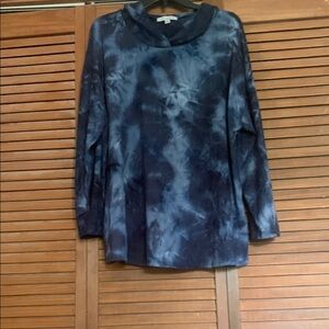 Navy Tie-Dye Style Lightweight Hooded Women's Top